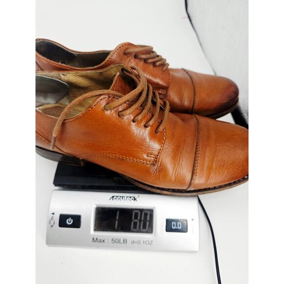 Frye Cognac Brown Leather Cap-Toe Lace-Up Shoes